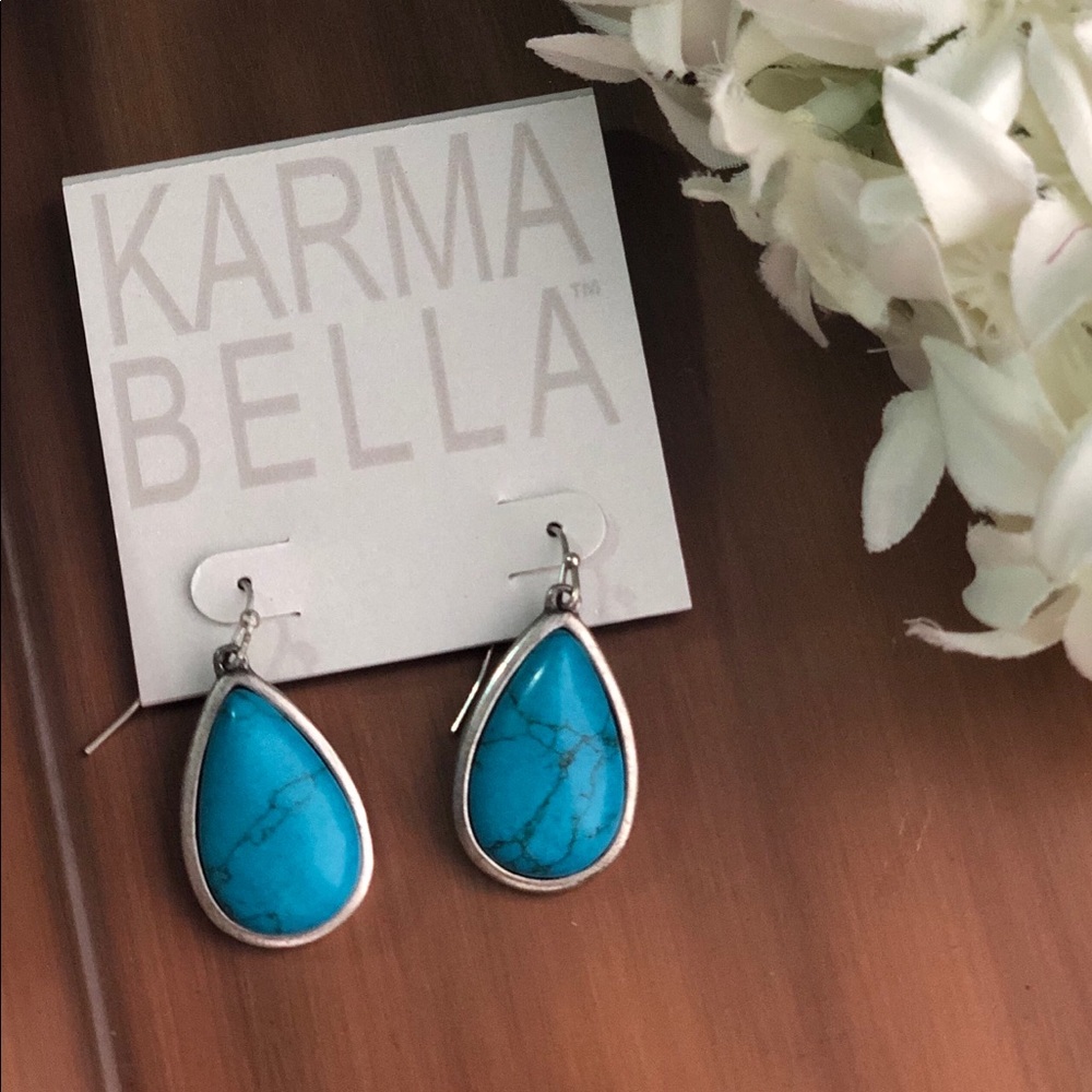 Silver earrings with Genuine Turquoise stones